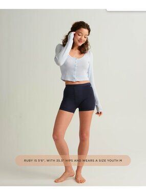 Saalt Leakproof Teen Sport Short – Dark Navy, Size Medium, New Without Tags